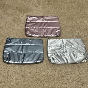 ULTA Beauty Set of Three Metallic Puffer Cosmetic Bags/Cases NWOT